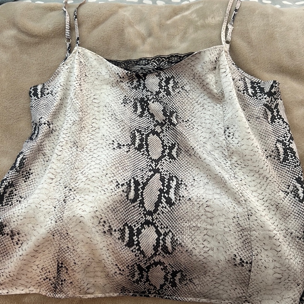 Snake print silk cami